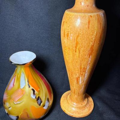 Two Vintage Art Glass Vases