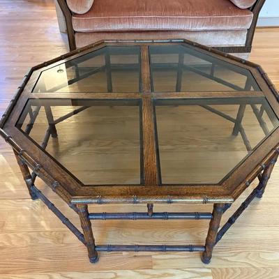 Bamboo & Glass Octagon Coffee Table