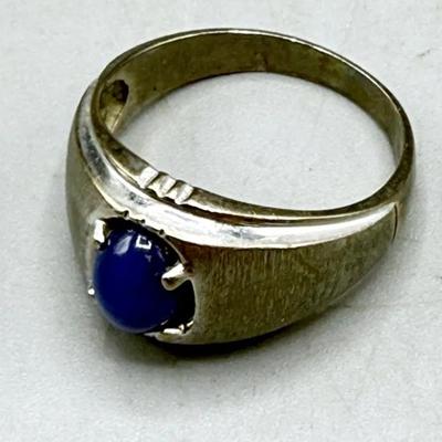  Vintage Men’s 10k White Gold Blue Star Sapphire Ring