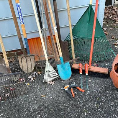 Group Of Lawn & Garden Tools + Hose Storage Bear