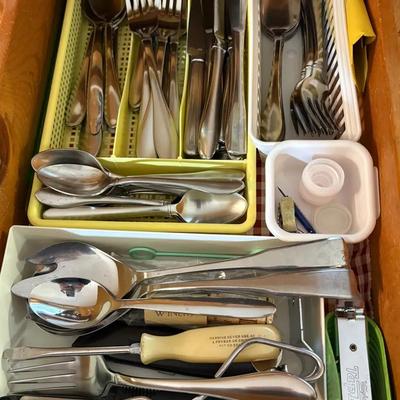 6 Drawers Of Flatware, Utensils, Linens