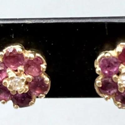 14k Gold With Ruby And Diamonds 