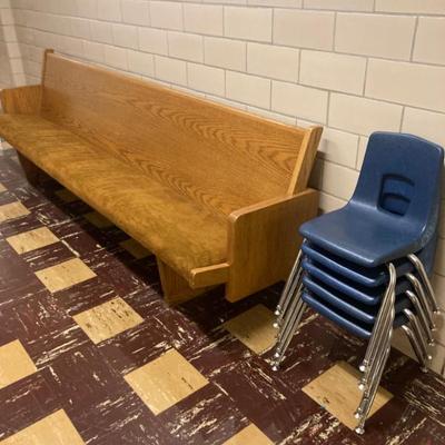 Sale Photo Thumbnail #63: Vintage Church Pew (solid wood underneath padding)