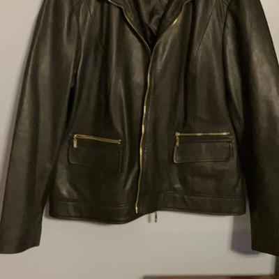 Cole Haan Women’s Black Leather Jacket size XXL