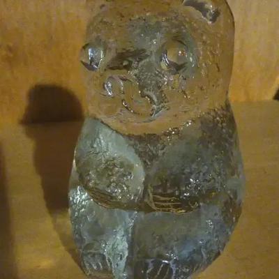 Blenko Clear Glass Bear