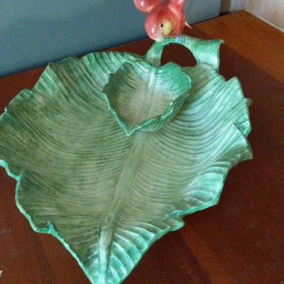 Fitz And Floyd 1986 Parrot On Leaf Dish 