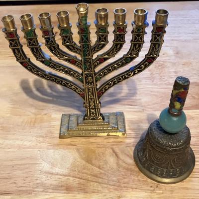 Brass Menorah And Bell