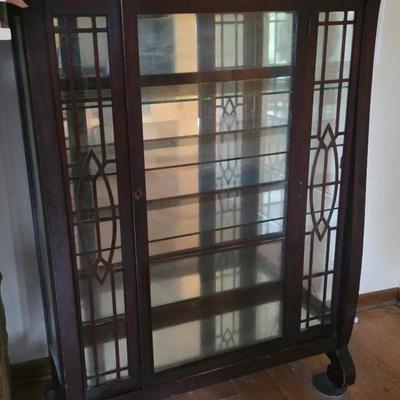 Old Lighted China Cabinet (Large Curio Cabinet)