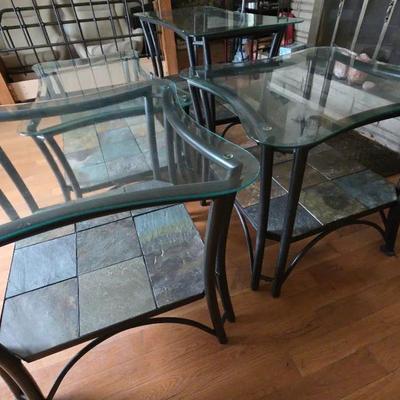 Glass, Metal, & Stone Tile Table Set