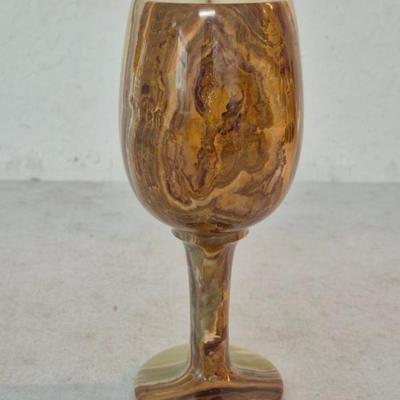 Vintage Hand Carved Onyx Chalice - 7½" Tall