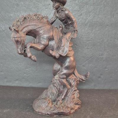 Vintage Resin Reproduction of Remington's "The Rattlesnake" aka The Bronco Buster - 13½" Tall