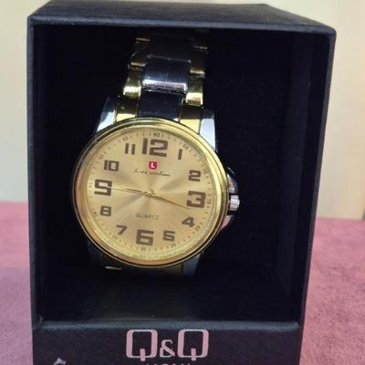 Luis Cardini Men's Gold/Silver Tone Large Number Analog Watch - New in Box 