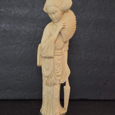 Vintage MCM Geisha Figurine on Base - 13" Tall