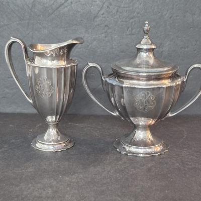 Vintage International Silver "Chippendale - Pedestal" Silver Plate Hollowware Large Creamer & Covered Sugar Bowl
