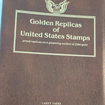 Golden Replicas of United States Stamps Proof Replicas on Gleaming 22k Gold in Binder - 32 Stamps in All
