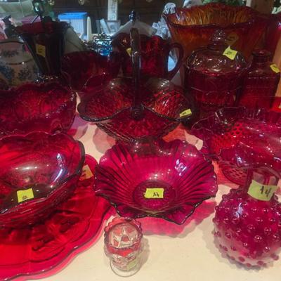 Sale Photo Thumbnail #6: LOTS of Red Glassware