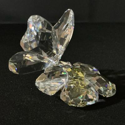 Retired Swarovski Clear Crystal Butterfly On Flower I
