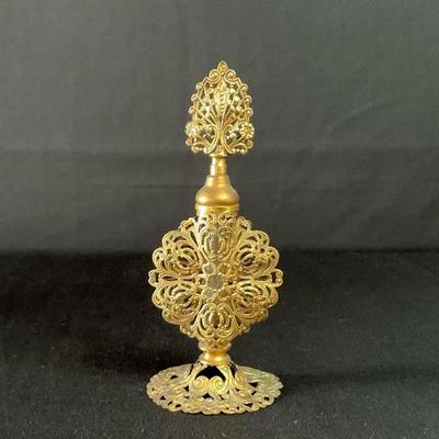 Hollywood Regency, Gold Ormolu French Perfume Bottle
