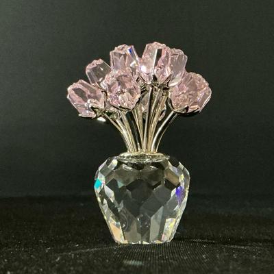 Swarovski Crystal Dozen Pink Roses 