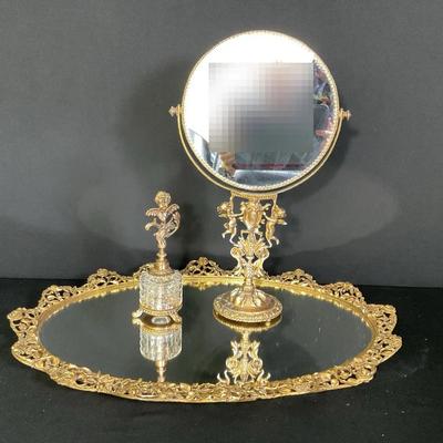 Vintage Gold Tone Vanity Set