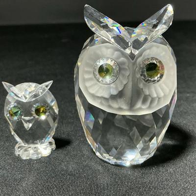 Pair Of Swarovski Clear Crystal Owls 