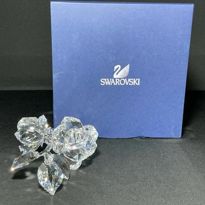 Retired Swarovski Clear Crystal Roses Figurine