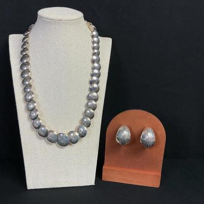 Native American Sterling Earrings And Necklace