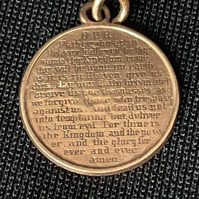 Vintage Gold Tone Lord’s Prayer Pendant