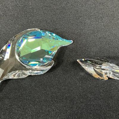 Swarovski Crystal SCE Peacock Paperweight & Feather