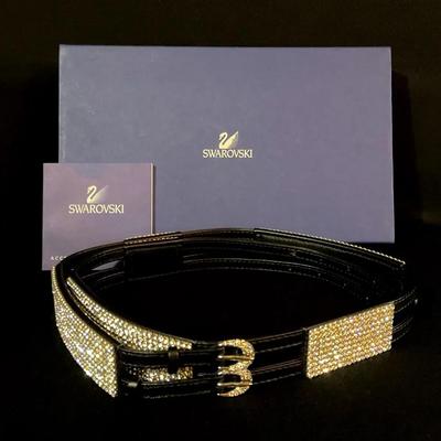 Swarovski Crystal And Leather Belt S/M