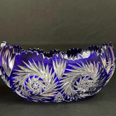 Bohemian, Cobalt Blue Cut To Clear Crystal Bowl