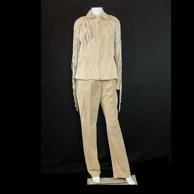 Western Tan Suede Fringe Jacket And Pants By Together
