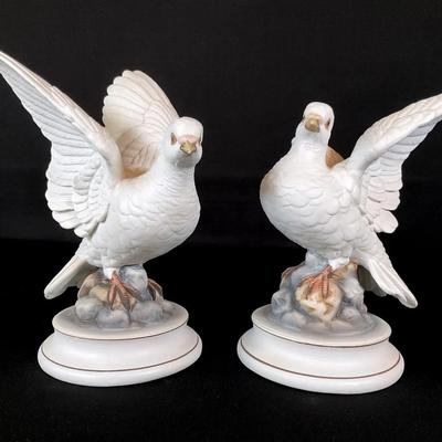 Vintage White Porcelain Doves, Andrea By Sedak Japan