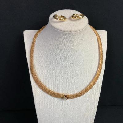 Gold Over Sterling Necklace And Earrings