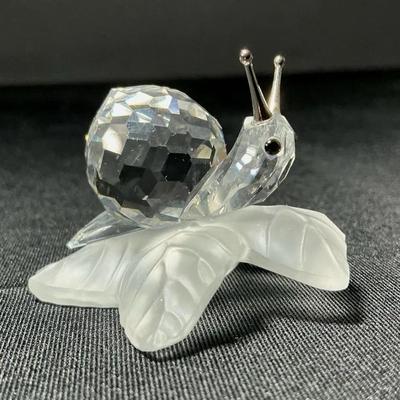 Swarovski Clear Crystal Snail On Leaf Figurine 
