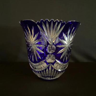 Bohemian Style Cobalt Cut-to-clear Crystal Vase