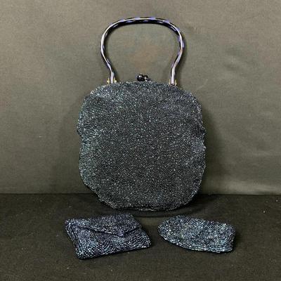 Walborg Blue Beaded Handbag, Wallet & Coin Purse