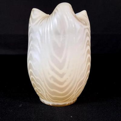Vintage Fenton Topaz Iridescent Opalescent Draped Vase