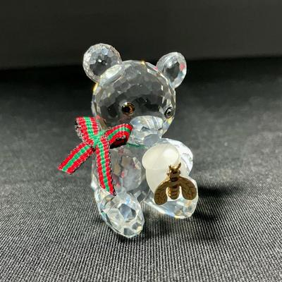 Swarovski Clear Crystal Kris Bear With Honey Pot Figurine 