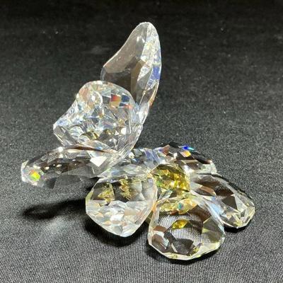 Retired Swarovski Clear Crystal Butterfly On Flower II