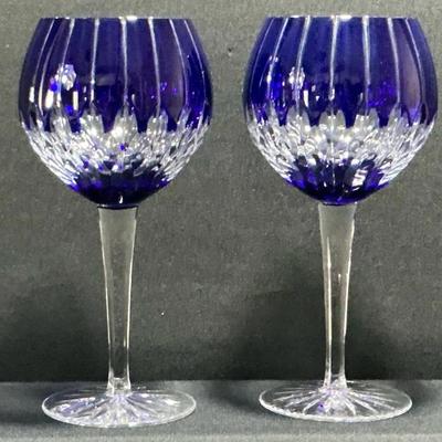 Styled Like Ajka Castille Alberga Colbalt Blue Crystal Balloon Wine Goblets