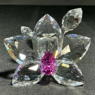 Retired Clear Swarovski Crystal Orchid Blossom Figurine 