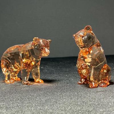 Signed Swarovski Sunray Crystal SCS 2017 Annual Edition Bear Cubs Figurines  