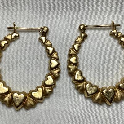 14k Heart Hoop Earrings