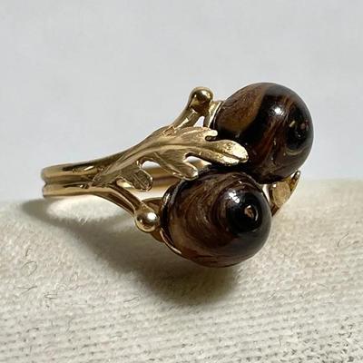 14k Gold Tigers Eye Agate Ring 
