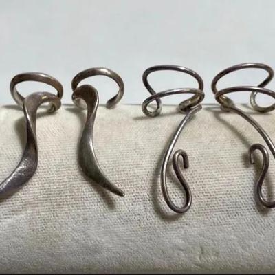 Sterling Silver Craig Candelaria Artisan Ear Cuffs, 2 Sets 