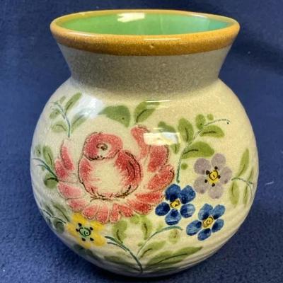 Gouda Pottery Holland Floral Stoneware Vase
