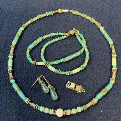 Sterling Silver & Iridescent Glass Jewelry