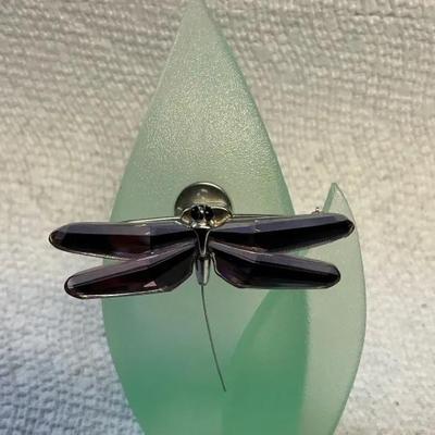 Swarovski Amethyst Dragonfly Brooch And Display Stand