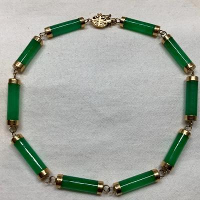 14k Jade Link Bracelet